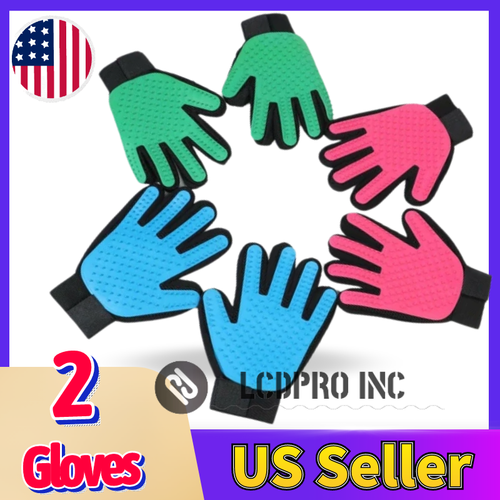 Pet Hair Gloves Brush Remover Dog Cat Comb Fur Mitt Massage Grooming Bath