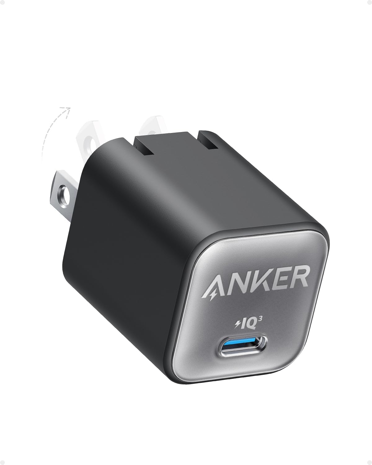 Anker Nano Charger USB C GaN Charger 30W PIQ 3.0 Foldable PPS Fast Charger for iPhone 17 16 Galaxy iPad MagSafe