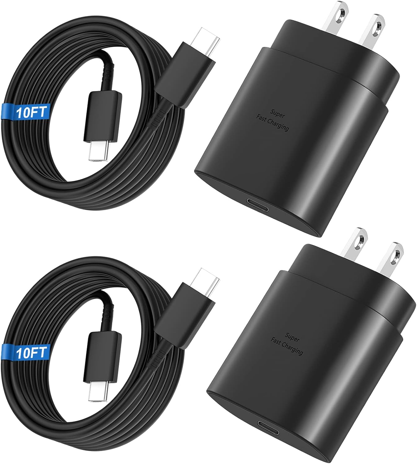 25W USB C Wall Charger Fast Charging for Samsung Galaxy S25/S24/S23/S22/S21 Ultra with 10FT Long Type C Charger Cable