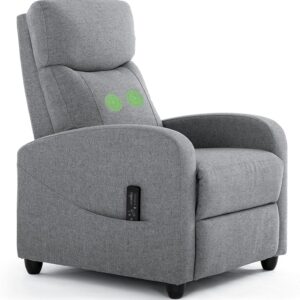 Recliner Chair with Massage and Lumbar Support Small Fabric Home Theater Seating Adjustable Modern Reclining Chair for Adults in Living Room