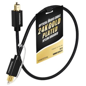 Digital Optical Audio Cable 1FT 0.3M Nylon Braided Fiber Optic TOSLINK Cable Gold Plated Connector for Soundbar Xbox PS4 Amplifiers TV