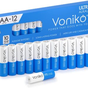 Voniko Premium Grade AA Batteries 12 Pack Alkaline Double A Battery Ultra Long-Lasting Leakproof 1.5v Batteries 10-Year Shelf Life