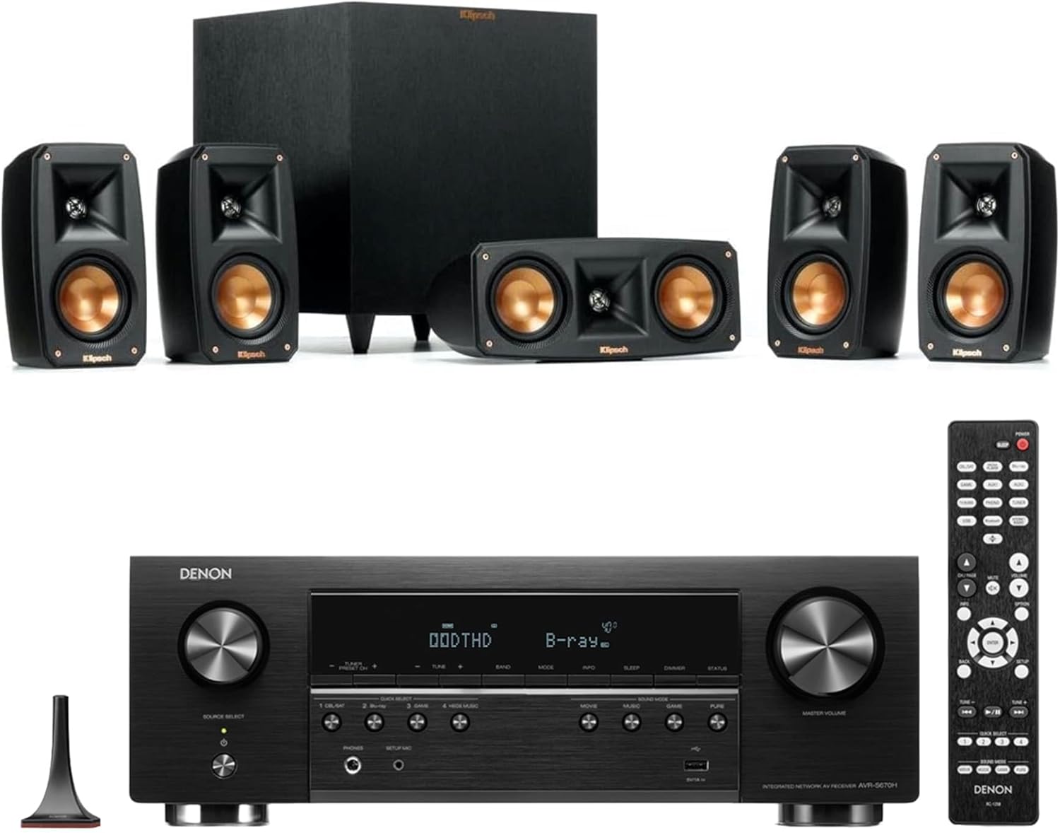 Klipsch Reference Theater Pack 5.1-Channel Speaker System AVR-S770H 75W 7.2-Channel 8K Network AV Receiver HEOS