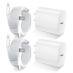 MFi Certified 20W Fast Charger with 10FT Lightning Cable for iPhone 14 14 Pro Max 13 13 Pro Max 12 12 Pro Max 11 11 Pro XS Max XR X iPad