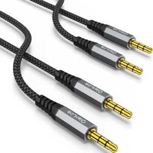 6.6ft 3.5mm TRS Auxiliary Audio Cable 2 Pack Nylon Braided AUX Cord for Car Home Stereos Speaker iPod iPad Headphones Sony Echo Dot Beats