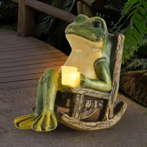 Miniature Frog Garden Statue Fairy Decor Solar Lights Outdoor Christmas Decorations Patio Yard Lawn Ornament Housewarming Gift
