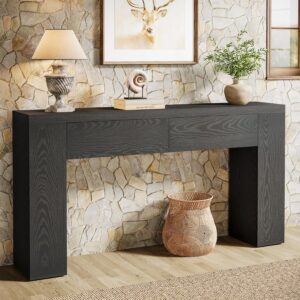 Tribesigns 63-Inch Farmhouse Rustic Brown Wooden Console Table with 2 Hidden Drawers for Living Room Hallway Entrance Foyer