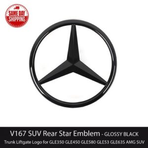 Mercedes W167 2020+ AMG GLE SUV Gloss Black Star Trunk Emblem Rear Lid Badge