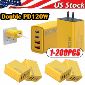 120W 4-Port USB-C Fast Wall Charger Block for Cell Phones and iPads