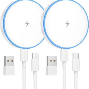 MagSafe Charger 2 Pack 15W Magnetic Wireless Charger Fast Charging Pad Compatible with iPhone 17/16/15/14/13/12 Series & AirPods 3/2/Pro Magnetic MagSafe Charging Pad with Dual Ports