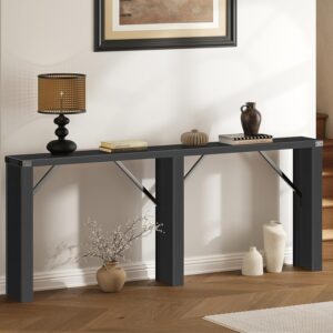 70.8" Long Black Farmhouse Console Table for Behind Couch Sofa Entryway Hallway Living Room Narrow Spaces CT31BB
