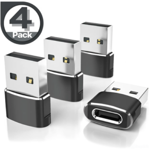 USB to USB C Adapter Type-C Female to A Male OTG Converter Car Charger 4 Pack