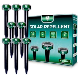 Ultrasonic Solar Powered Mole Repellent Stakes for Garden Pest Control Waterproof 8PCS