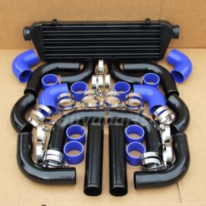 2.5' Black Piping Intercooler Kit with Blue Coupler Clamp for Turbocharger Supercharger