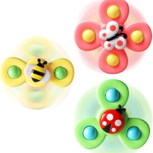 ALASOU Suction Cup Spinner Toys for 1-3 Year Old Boys Girls Baby Bath Sensory Travel Toy